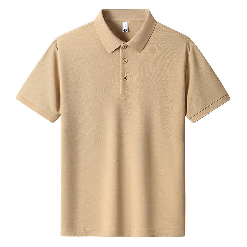 Men's loose-fit cotton T-shirt with a letter pattern, shown in one of six available colours.