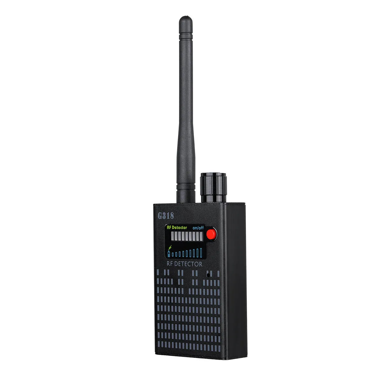 Black G318 hidden camera detector with aluminium alloy body for security checks in public spaces