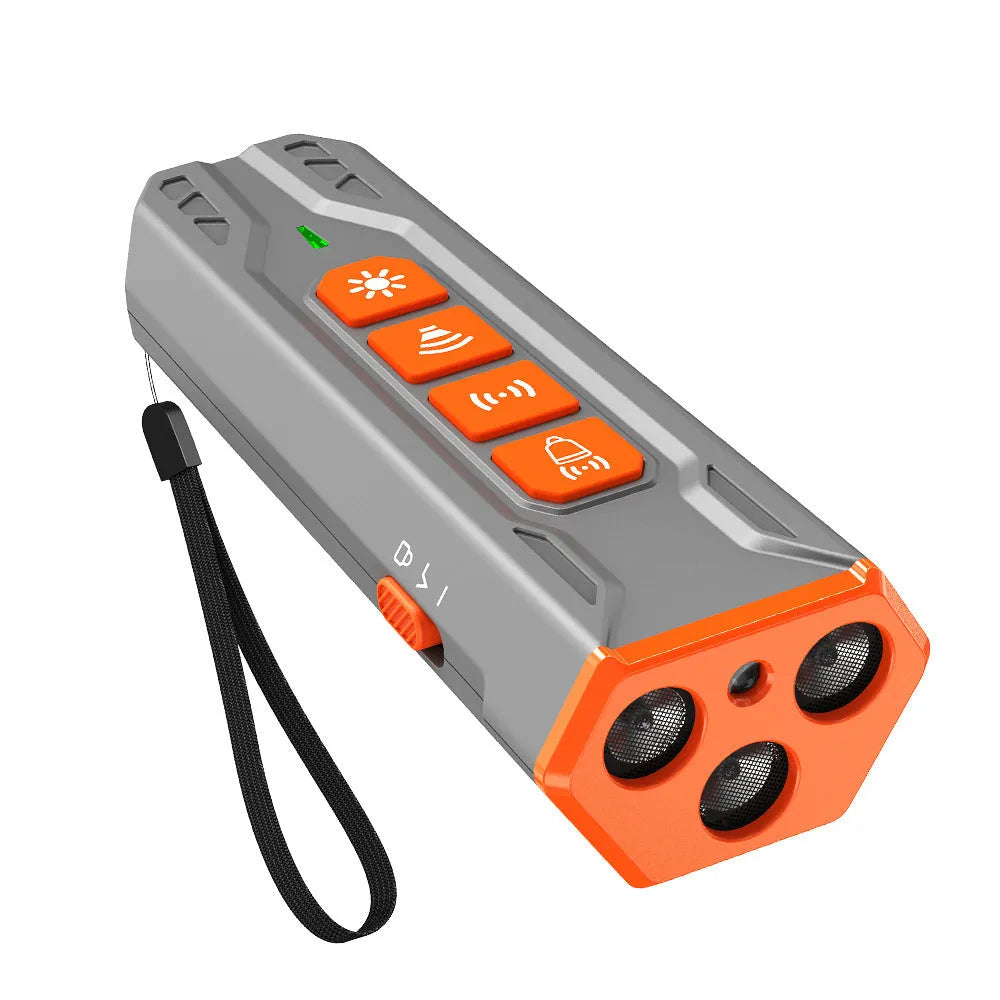 Creative Home Lighting three-head ultrasonic dog trainer in grey-orange and black-orange colour options.