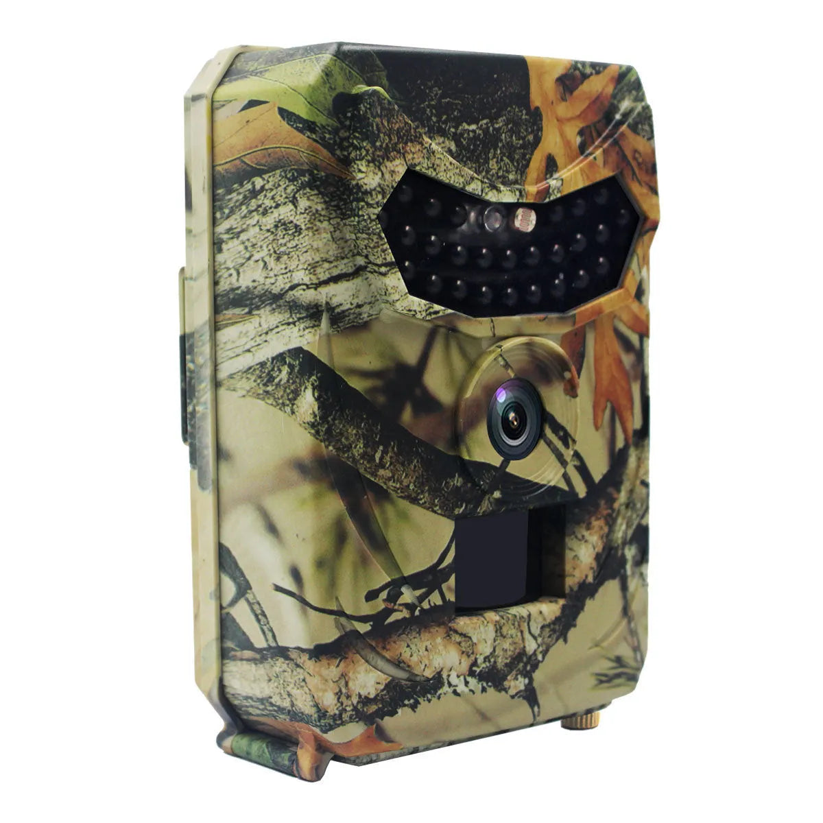 Yellow brown 16MP hunting game camera with infrared night vision for wildlife scouting