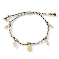 Women's ethnic woven bracelet with colourful braided rope carrying strap tag design