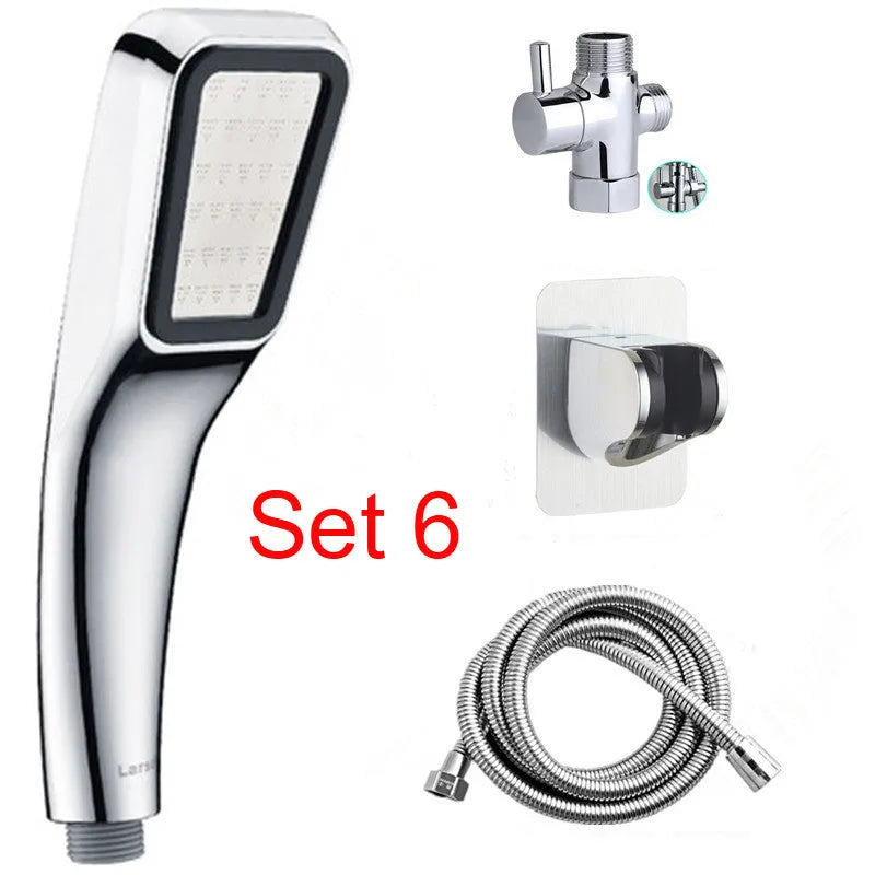 Orange hand-held pressurised shower set with rain function for home bathrooms