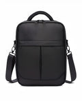 Black men's messenger bag made from Oxford fabric, showing front view with shoulder strap.