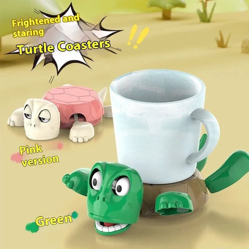 Turtle-shaped ABS coaster in light green colour with heat insulation properties