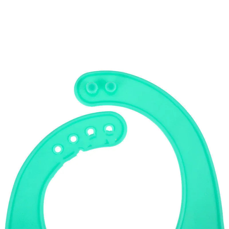 Light green 3D waterproof soft plastic baby bib with widen shoulder strap and five-gear neck adjustment