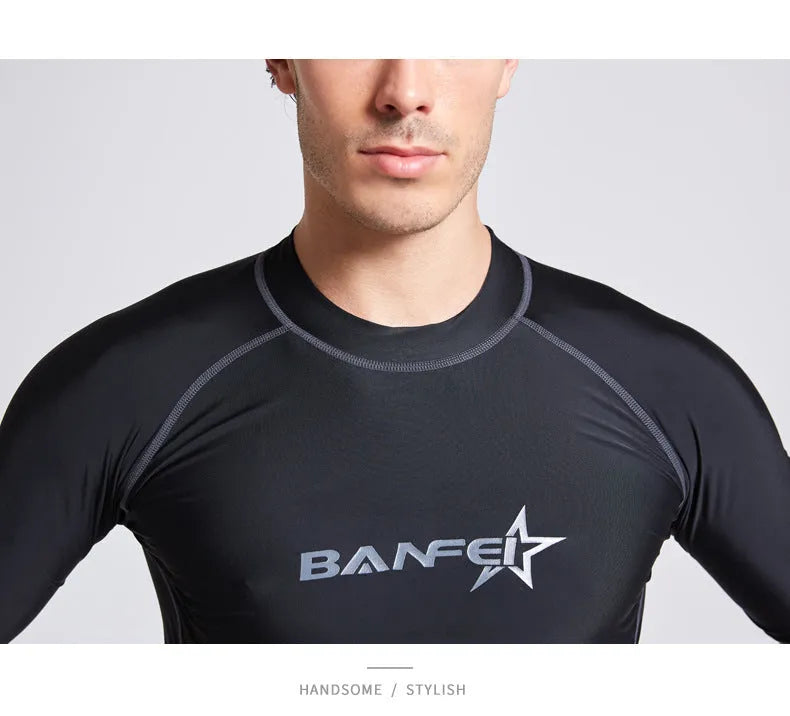 Men's half sleeve swimwear set for swimming snorkeling surfing with quick-dry nylon fabric