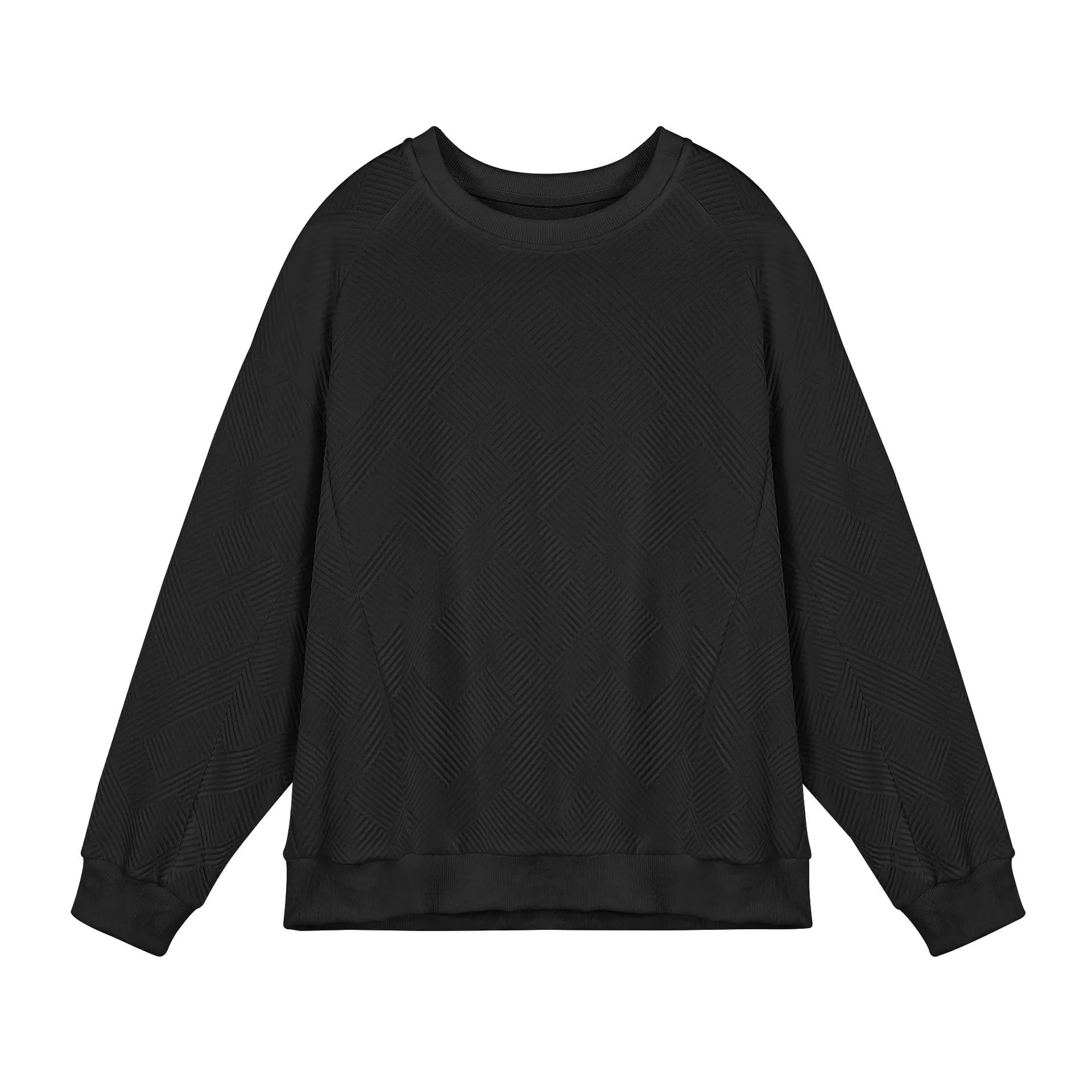 Men's loose fit twill jacquard pullover sweater in Army Green colour showing round neck and long sleeves