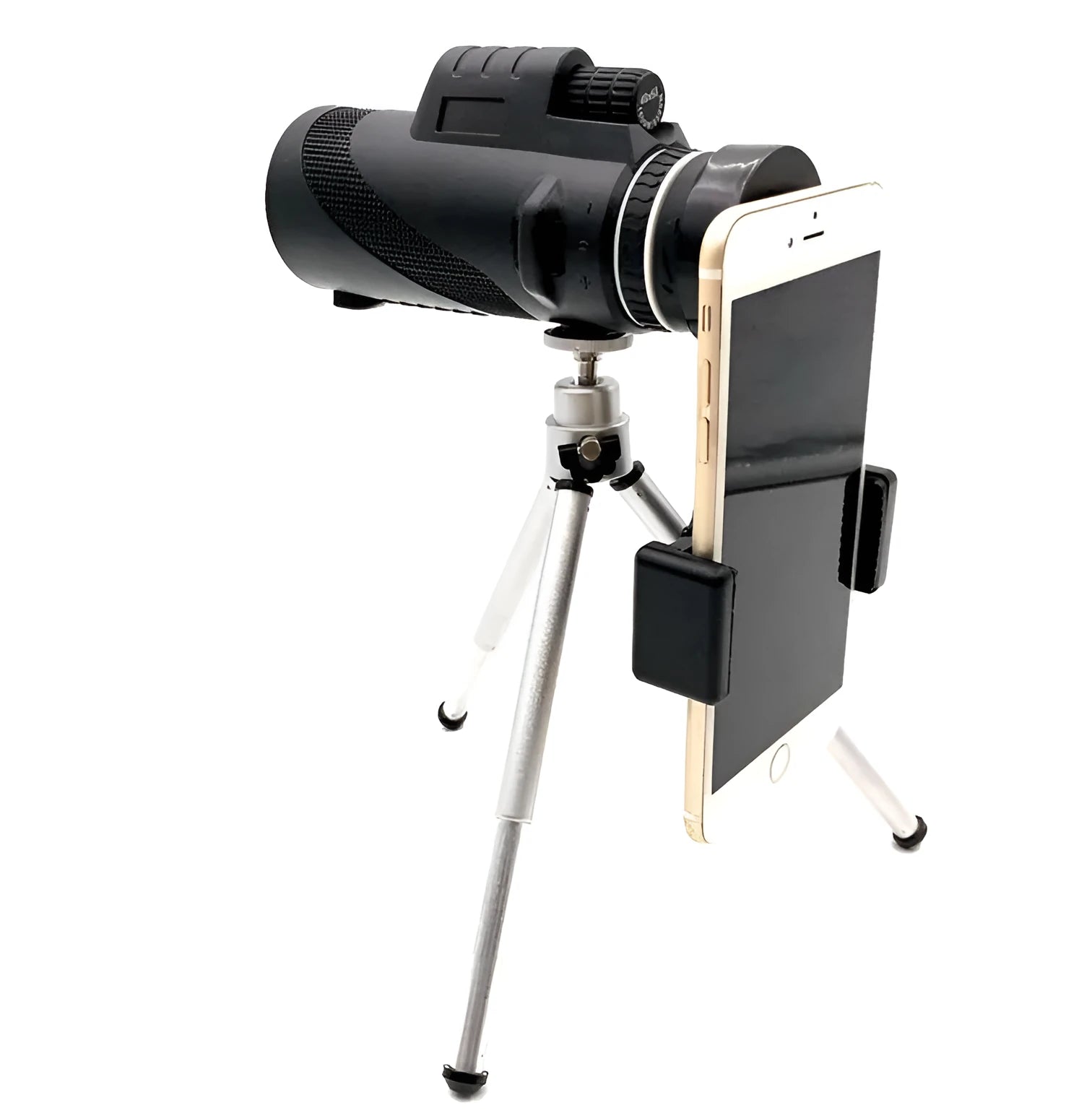 Black 40x60 smartphone monocular telescope with 60mm objective lens for outdoor viewing