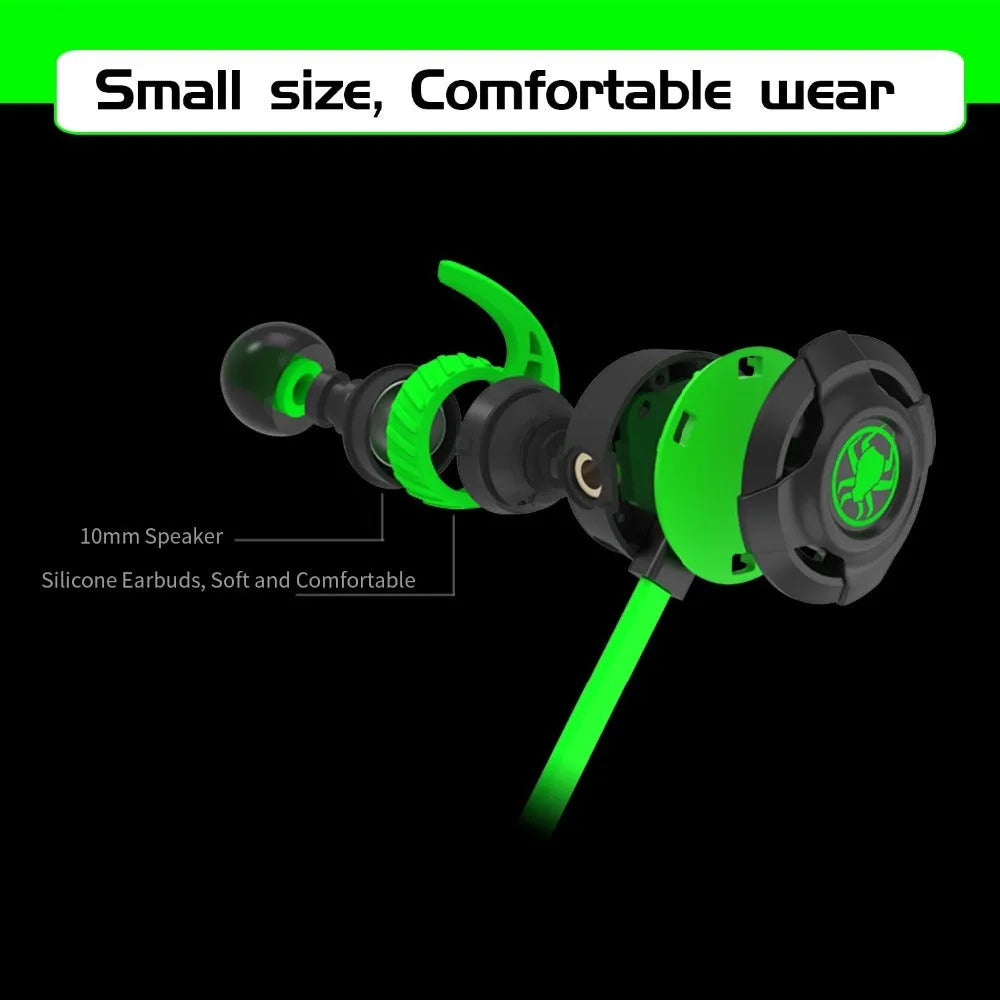Shuangmai wired in-ear computer gaming headset in black, green, or red with short 1.5cm cable