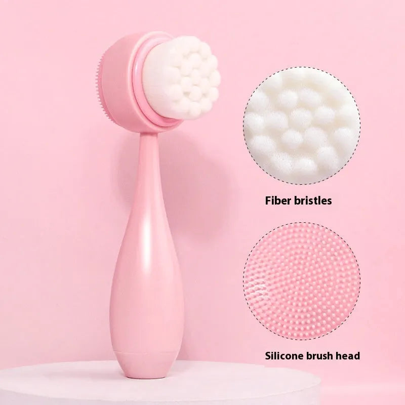 Facial brush set with coral fleece hair band in purple, grey, white, or pink colours