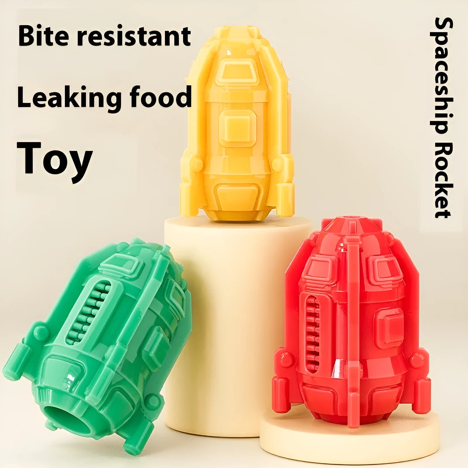 Pet food leakage toy in bright red, made from TPR material, designed for dog bite and chew treat dispensing play