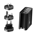 White 4-port fast charger with PD and QC technology showing UK plug