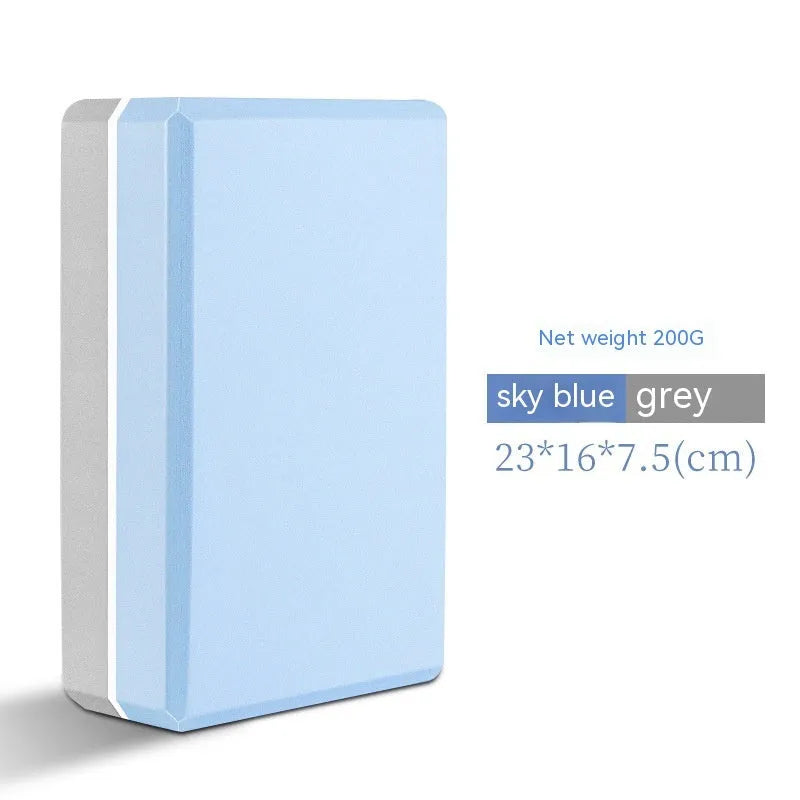 High-density EVA yoga block in a selection of solid colours and printed designs.