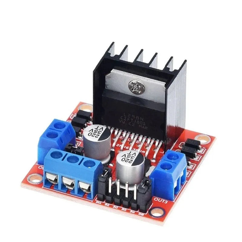 L298N motor driver module for DC and stepper motor control in robot vehicles