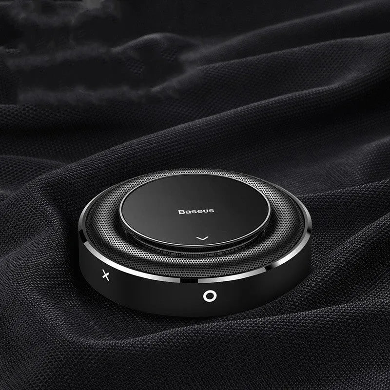 Aluminium alloy round car fragrance perfume in black, red and silver colours with aromatherapy tablets