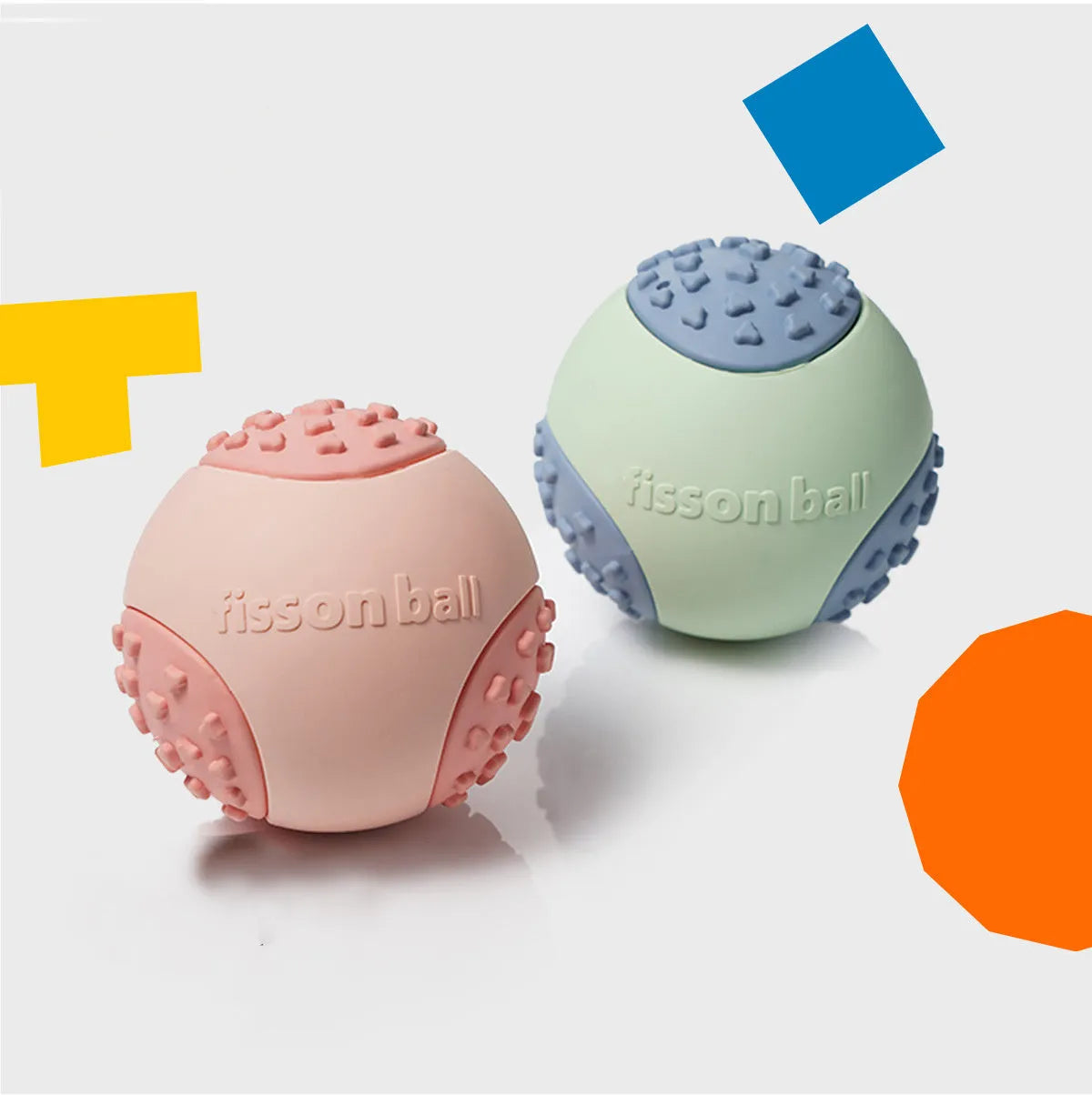 Green and pink 64mm rolling ball dog toys for interactive pet play