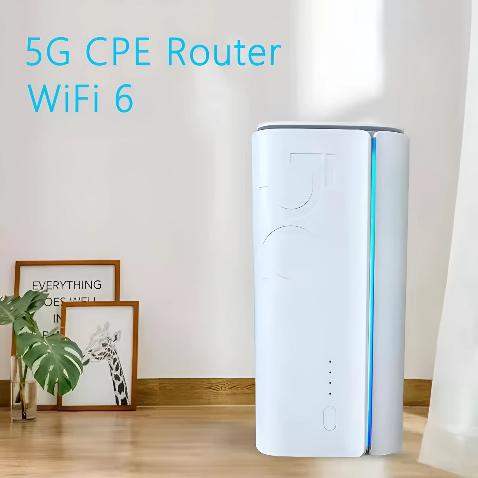 4G CPE wireless router measuring 51x30x5mm with data cable and manual