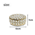French gold European style jewelry box with transparent crystal glass and metal construction