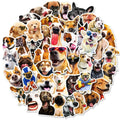 Nordic style realistic dog facial expression stickers pack showing three colour-coded sets with canine designs