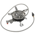 Silver portable split gas stove with foldable design and 100cm hose for 3-5 person outdoor cooking