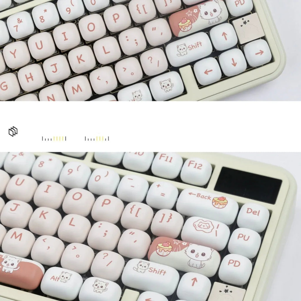 Dessert cat cartoon character mechanical keyboard key caps with colourful sublimation printing