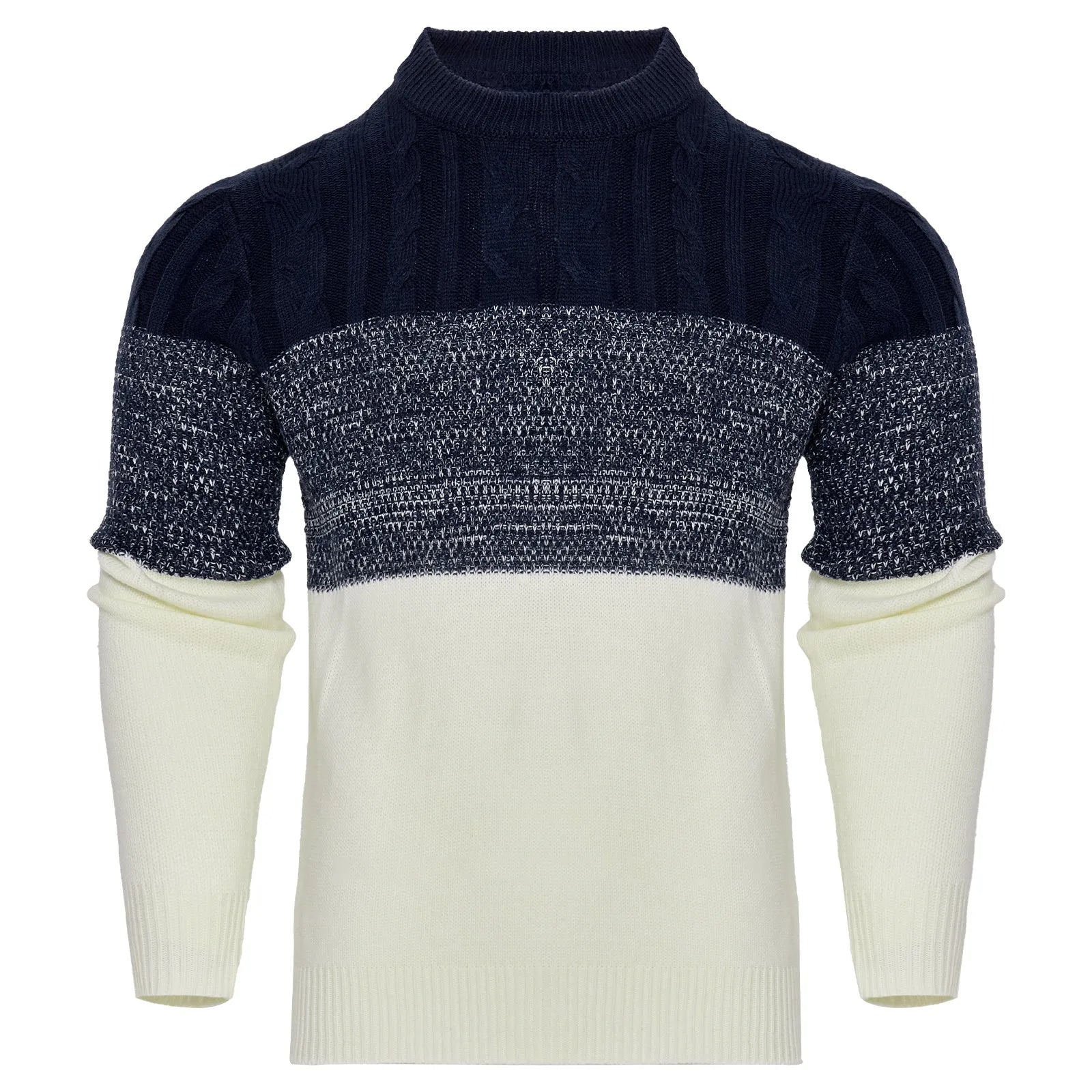 Men's basic acrylic knitted long-sleeved pullover sweater on a hanger
