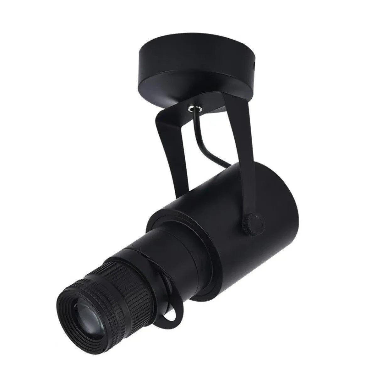Black surface-mounted LED spotlight with aluminium housing for restaurant atmosphere lighting