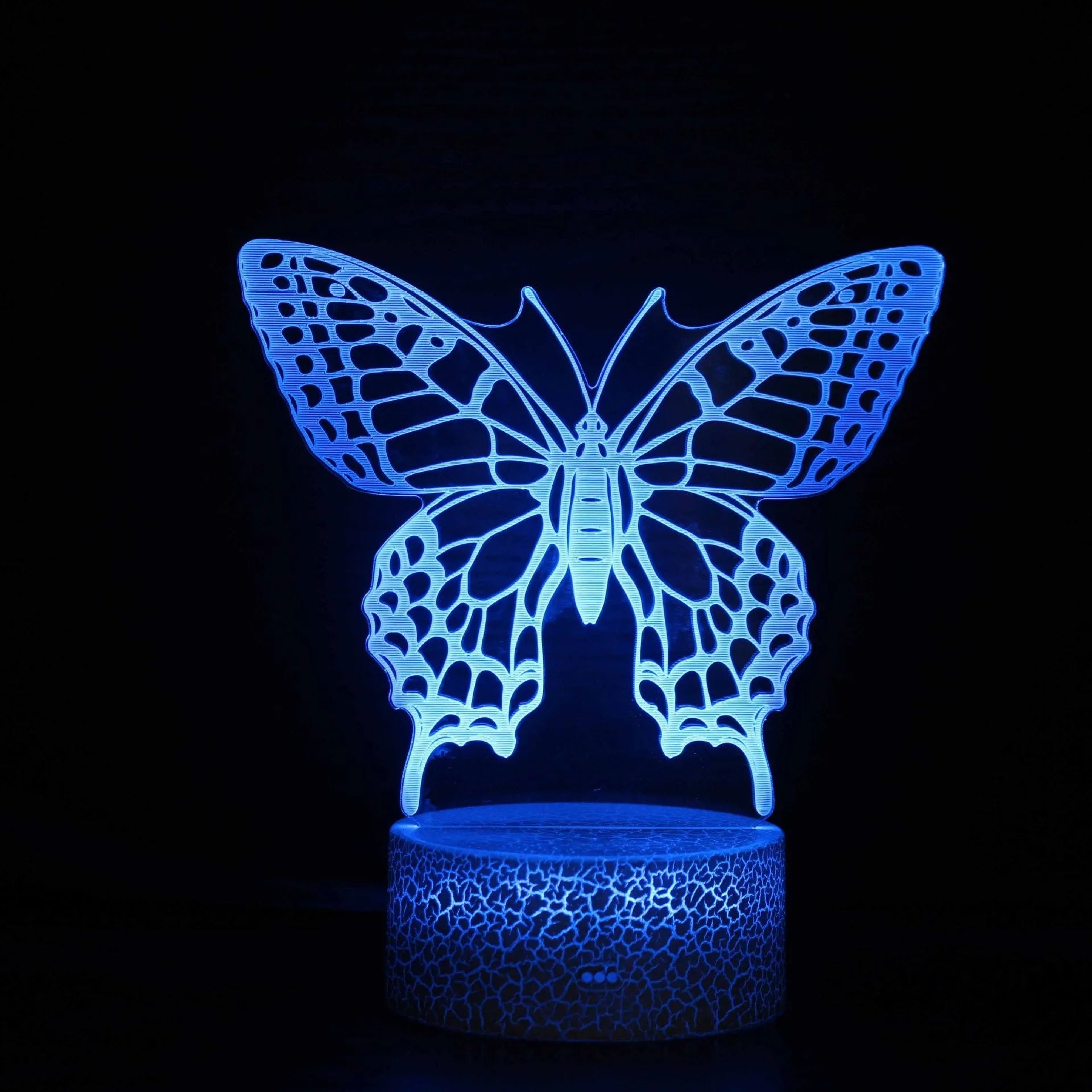 Colourful 3D acrylic USB table lamp with touch control on a 9.5x4cm base.