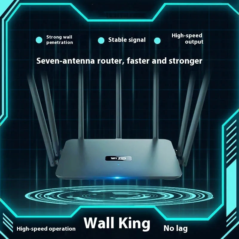 Black or white dual-band gigabit router with multiple antennas providing whole-home WiFi coverage through walls