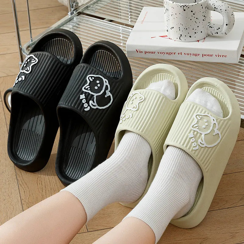 Women's cat design platform slippers with thick EVA sole in multiple colour options