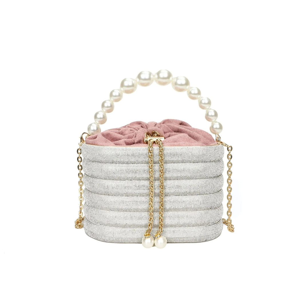 Women's retro style crossbody dinner bag with beaded decoration in soft PU material