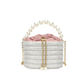 Women's retro style crossbody dinner bag with beaded decoration in soft PU material