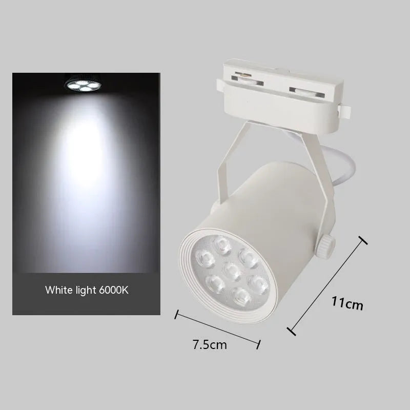 LED track spotlight with aluminium shell on lighting track for shop display illumination