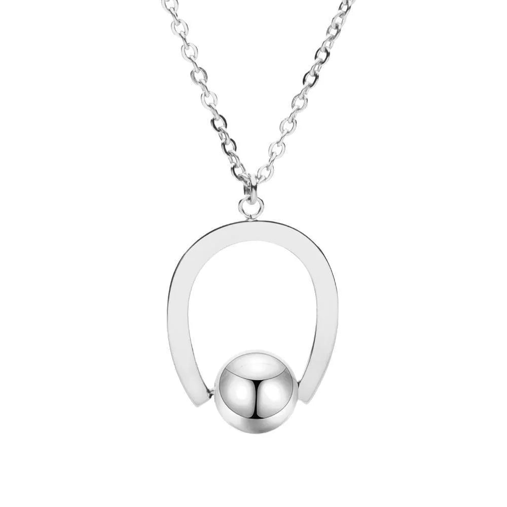 Stainless steel geometric pendant necklace with cross chain and adjustable length