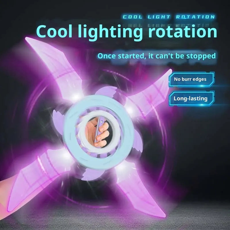 Cool light flywheel shuriken colorful luminous toy in cool black with spinning lights