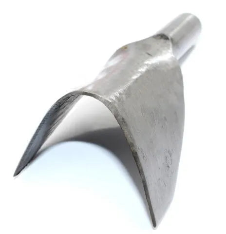 Set of six steel leather punch tools showing half-round and V-shapes on a work surface.