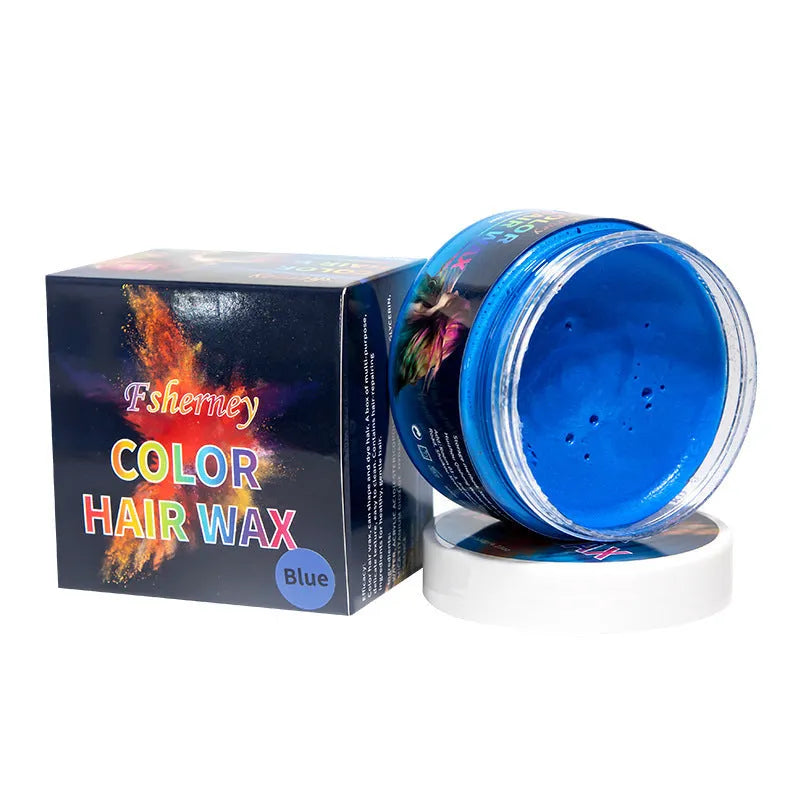 120g hair styling clay jar in one of nine colours: white, orange, red, yellow, blue, green, purple, rose red, or granny grey