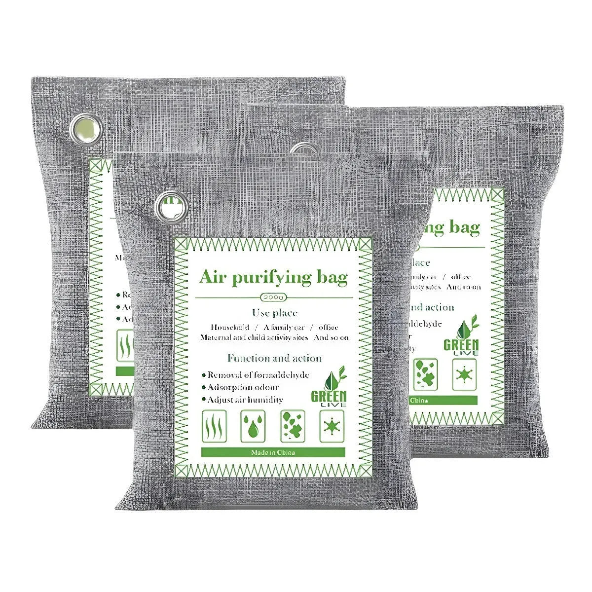 Bamboo charcoal wrapped activated carbon bags for formaldehyde removal in household settings