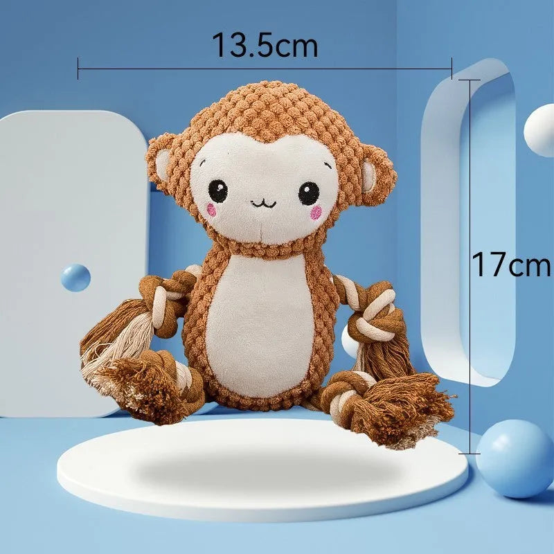 Plush squeaky dog toy bundle with lion and monkey designs for medium to large dogs