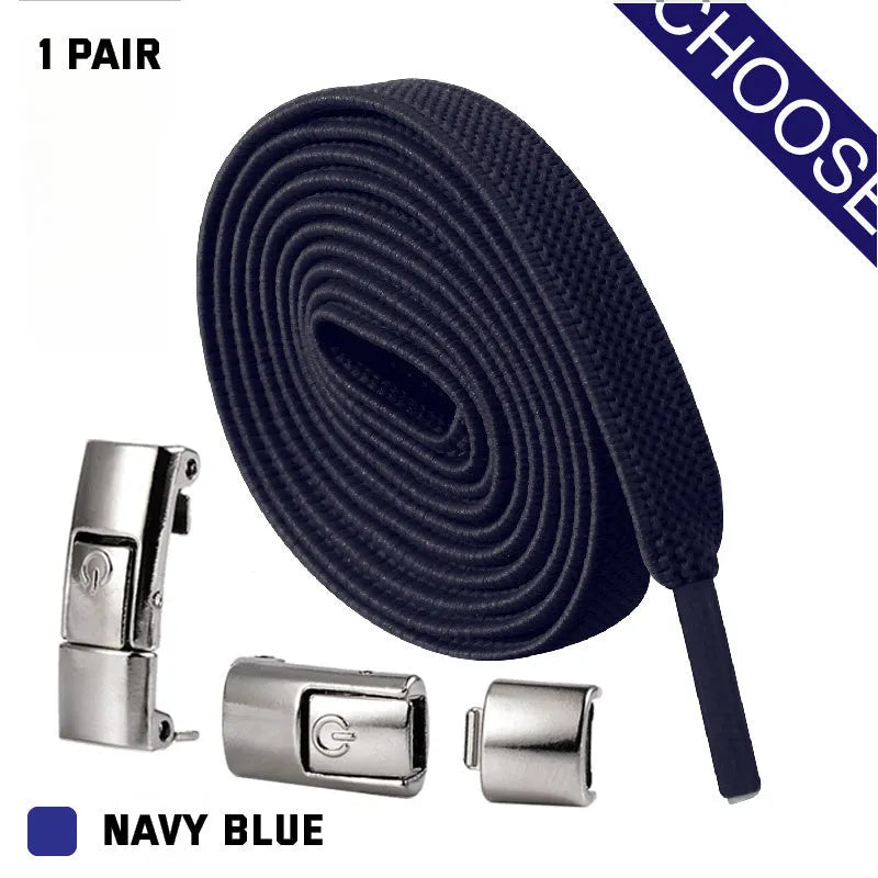Press lock elastic shoelaces with 8mm widened flat design in various colours