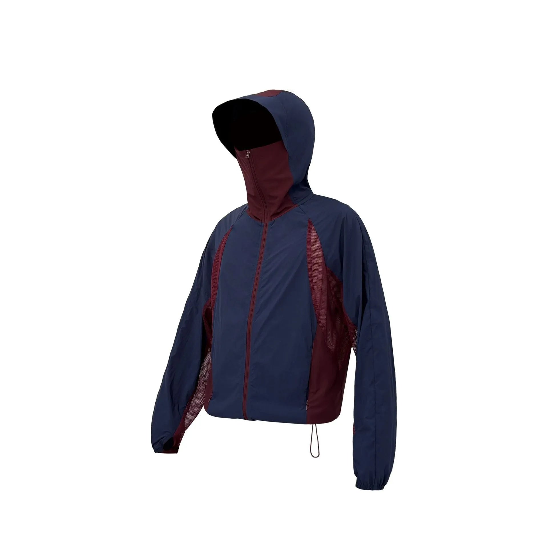 Mesh stitching sun protective nylon top in desert brown, showing regular length and construction.