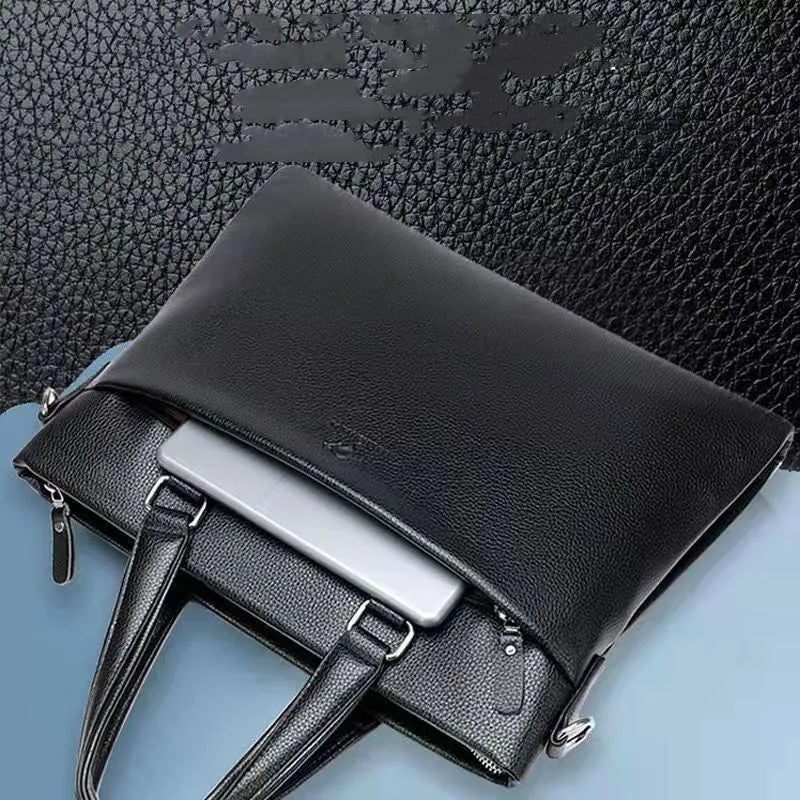 Black and brown PU leather men's crossbody messenger bag with splicing style.