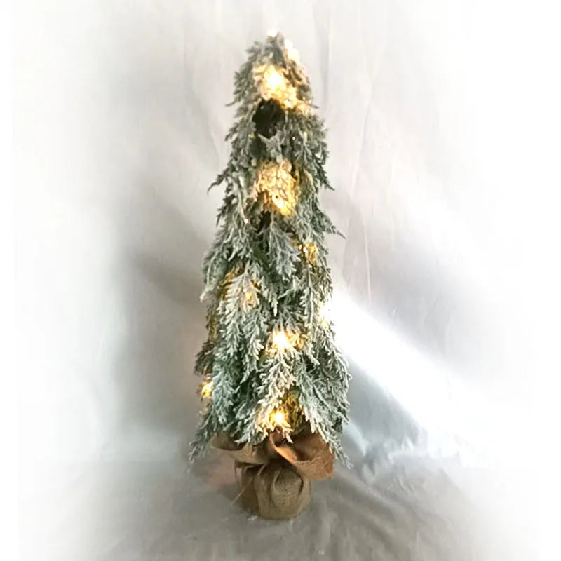 Small 24-inch artificial Christmas tree with lights for desktop decoration