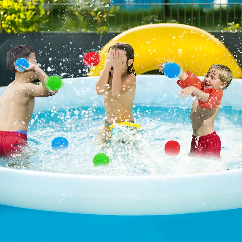 Set of ten colourful 5cm polypropylene water polo balls for outdoor pool play