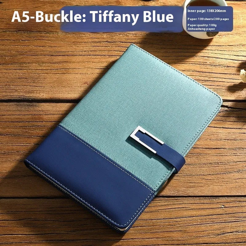A5 soft leather notebook with PU cover and wood-free paper in choice of five colours