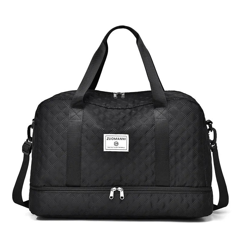 Large Oxford cloth leisure travel bag in a solid colour with sewing thread detail, shown in a 36-55L capacity size.