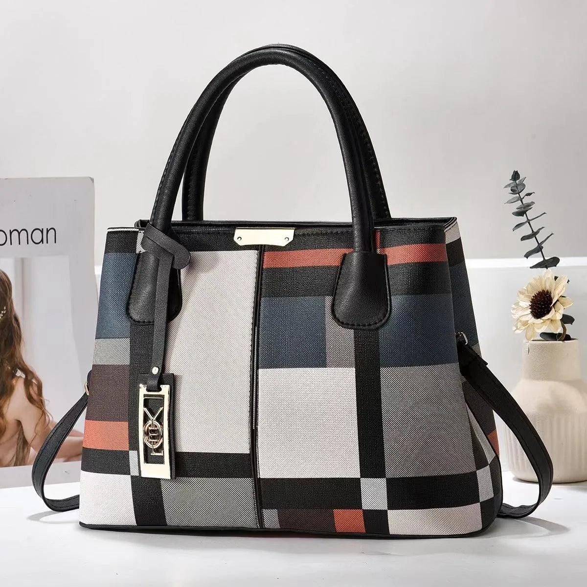 Soft PU women's shoulder bag in horizontal square shape with leather strap, available in multiple colours