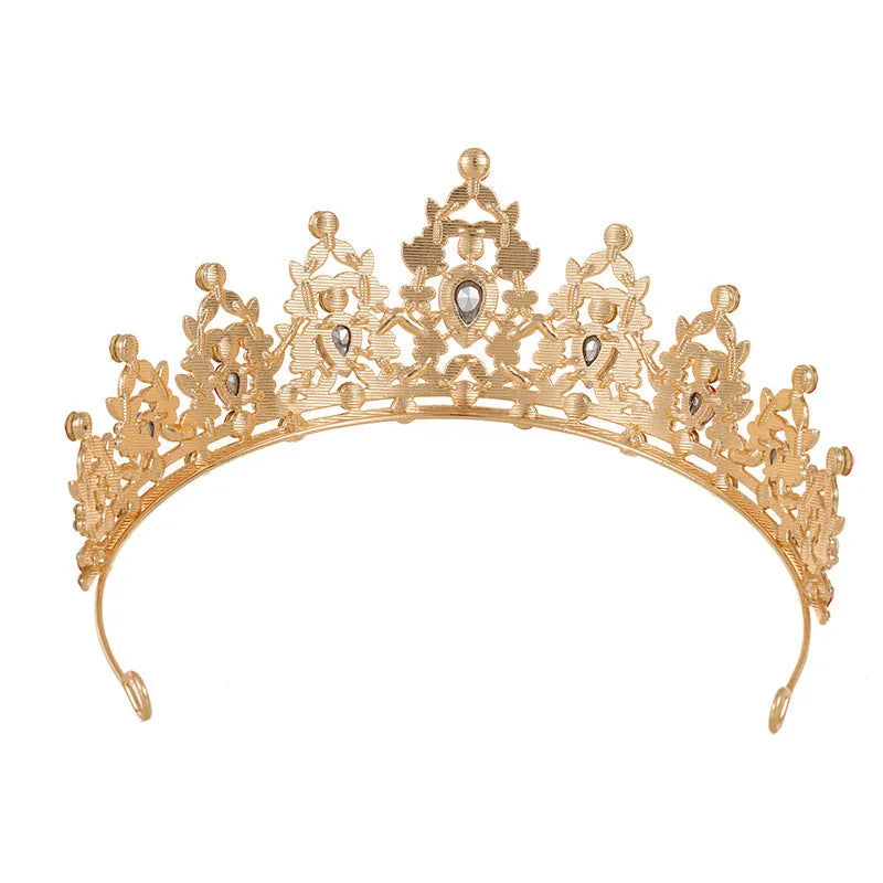 Baroque bride crown headdress with diamond treatment in silver and gold colour options