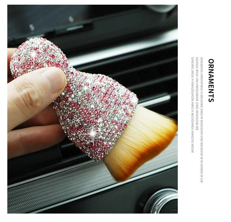 Compact white car interior soft brush for dusting dashboard and vents, showing 10cm length.