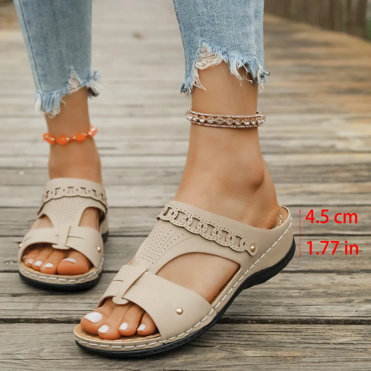 Roman style slope heel slippers with fish mouth toe holder in multiple colour options